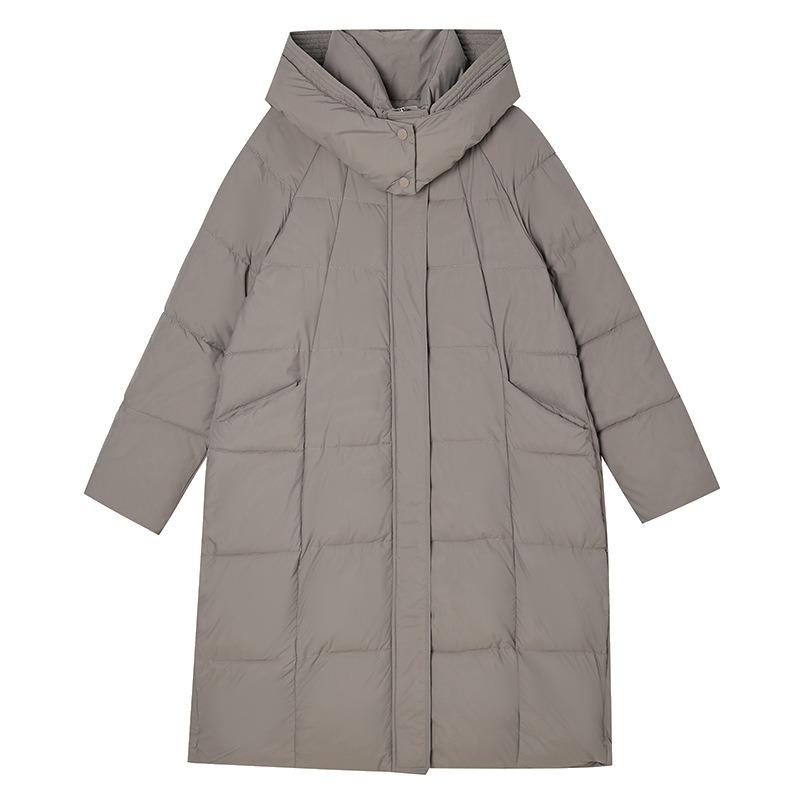 Large size winter thickened long over-the-knee loose version cotton clothes fashionable new warm women's hooded jacket