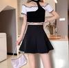 2026 Summer Slimming Pleated Little Black A-line High Waist Plus Size Anti-exposure Student Skirt.