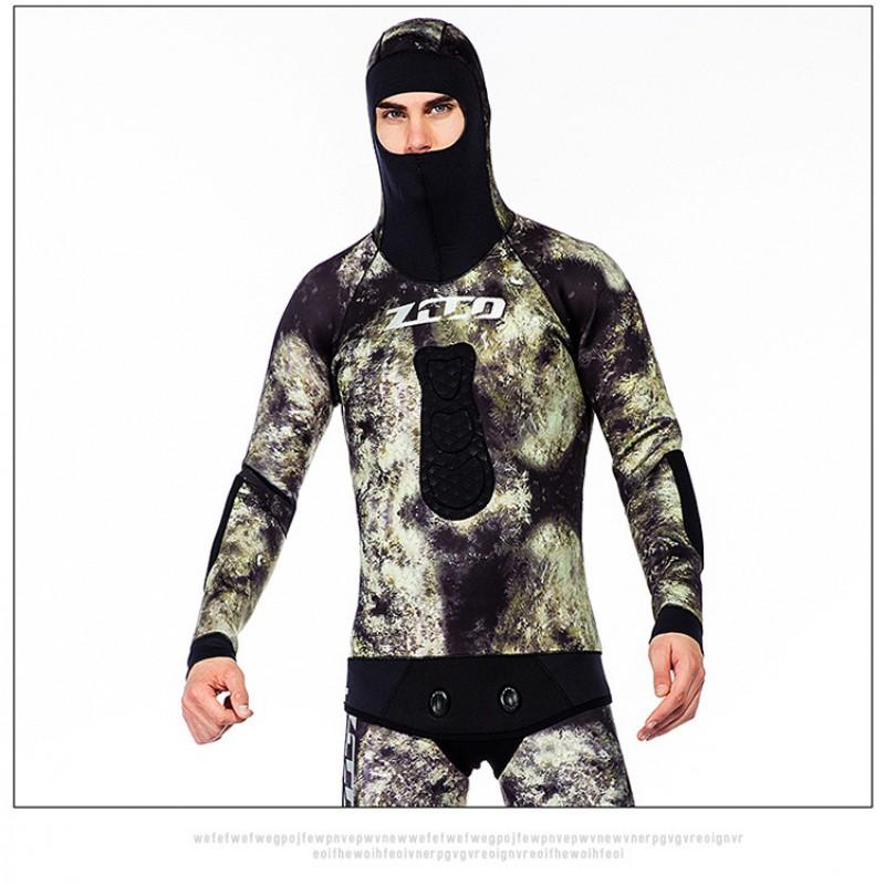 ZCCO 5mm Neoprene Wetsuit Set Camo Spearfishing Diving Suit Men Women Warm Water Sports Gear