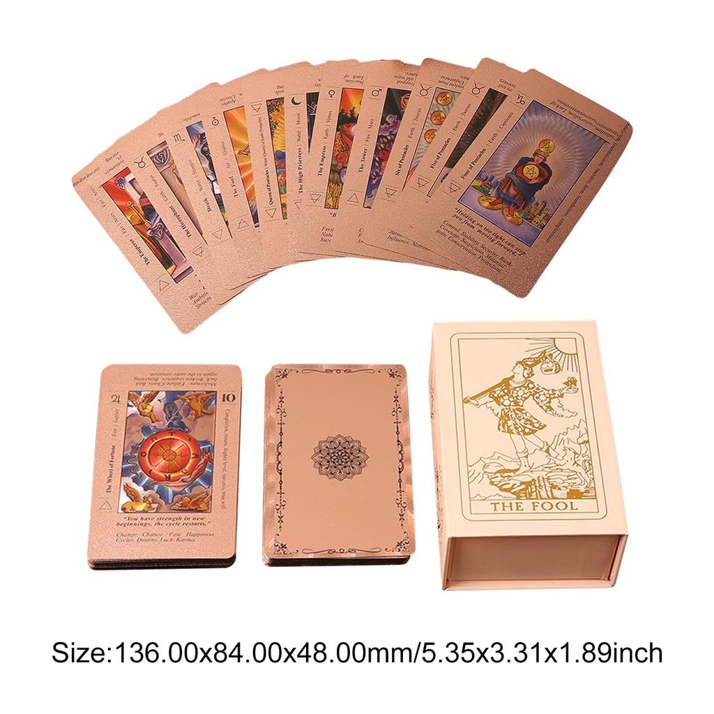 78 Classic Tarot Cards Deck Set with Guide Book Rose Gold Waterproof Tarot Cards for Beginners & Experienced Practitioners