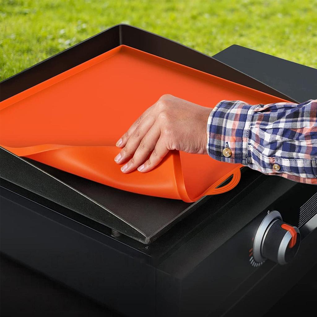 Griddle Grill Mat Reusable Nonstick Silicone BBQ Mat Grill Accessories Multifunctional Barbeque Mats 17 Inches for Restaurant