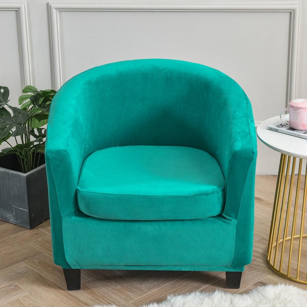 Velvet Club Chair Cover 2pcs/Set Tub Sofa Cover Small Round Sofa Slipcovers for Living Room Couch Cover With Seat Cushion Covers