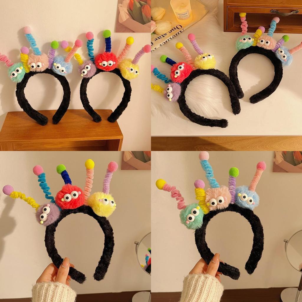Cute Cartoon Twist Stick Hairband Women's 2023 New Hair Clip Pressed Hair Tie Wash Face Plush Headband High Skull Cap