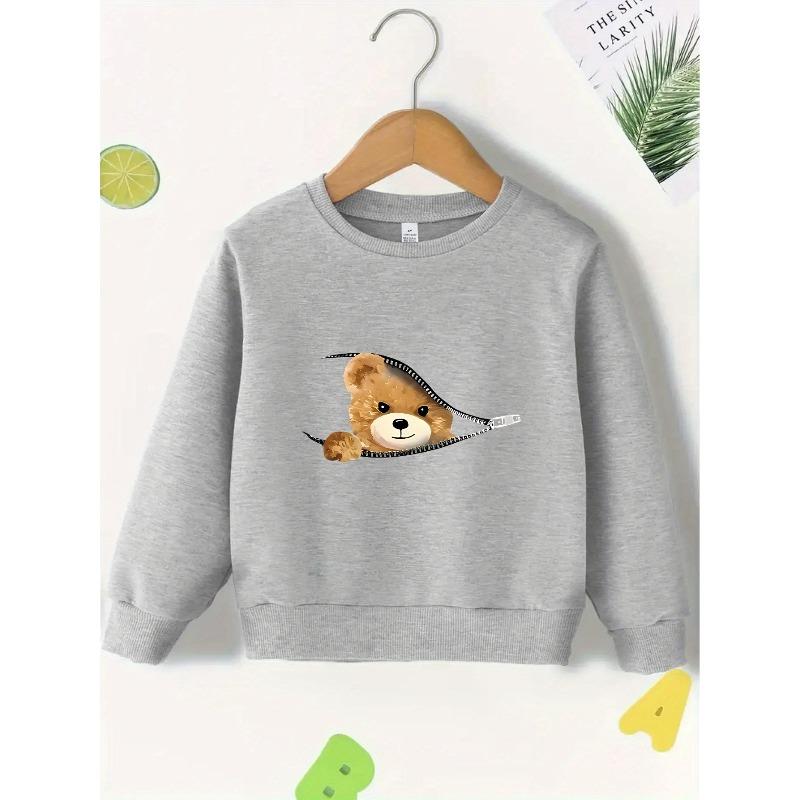 Cartoon Bear Design Adds a Trendy Feel, Autumn And Winter Sweater Round Necks Show Innocence And Creativity