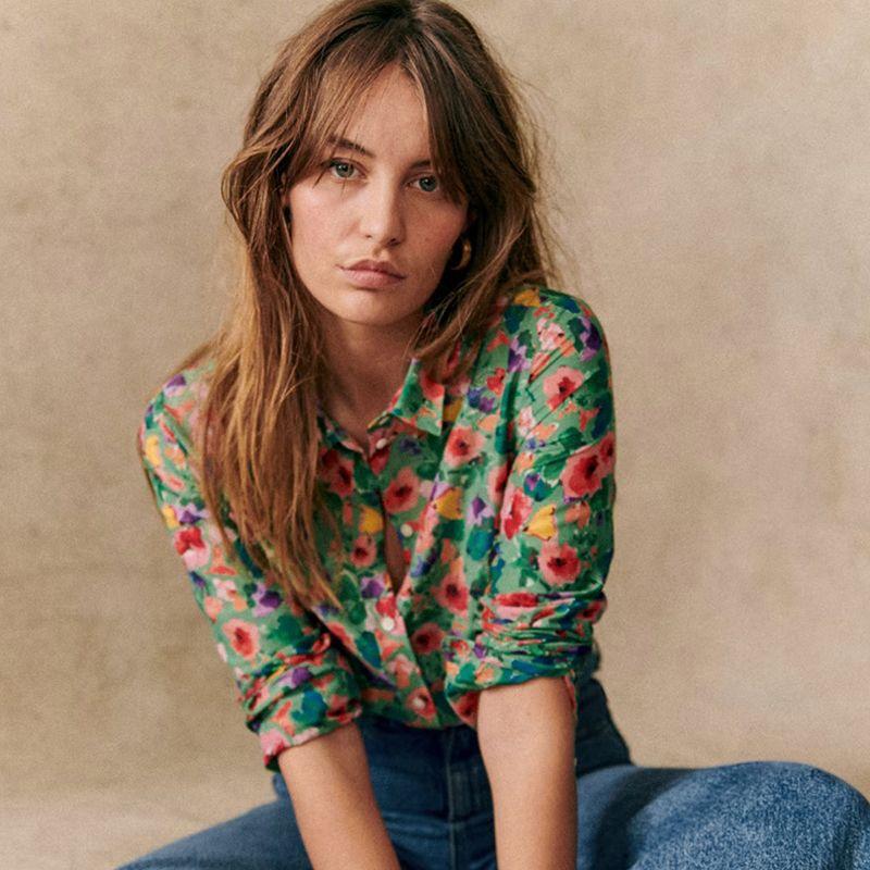 New Pastoral All-Match Long-Sleeve Floral Shirt