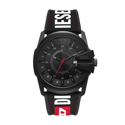 

Diesel Men s Master Chief Stainless Steel Quartz Watch, Black/Red, One Size