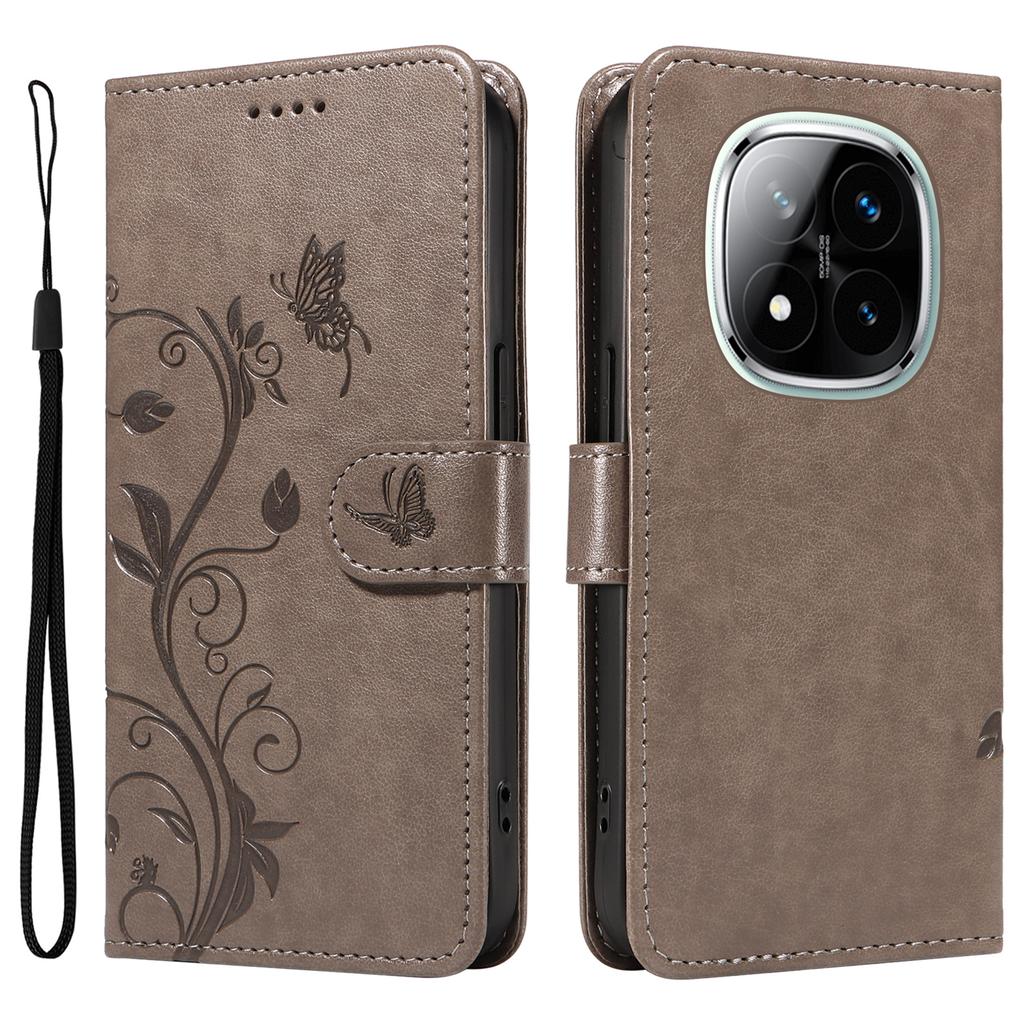 For Xiaomi Redmi Note 14 Pro+ 5G/Note 14 Pro 5G/Poco X7 5G PU Leather Cases Flower Pattern Wallet Stand Phone Cover with Strap