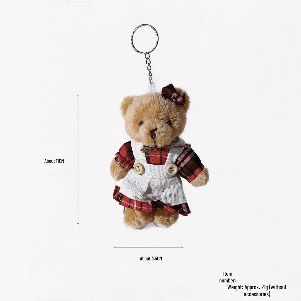 Cartoon Burlap Bear Keychain Pendant - Plush Doll Decoration for Student Bags