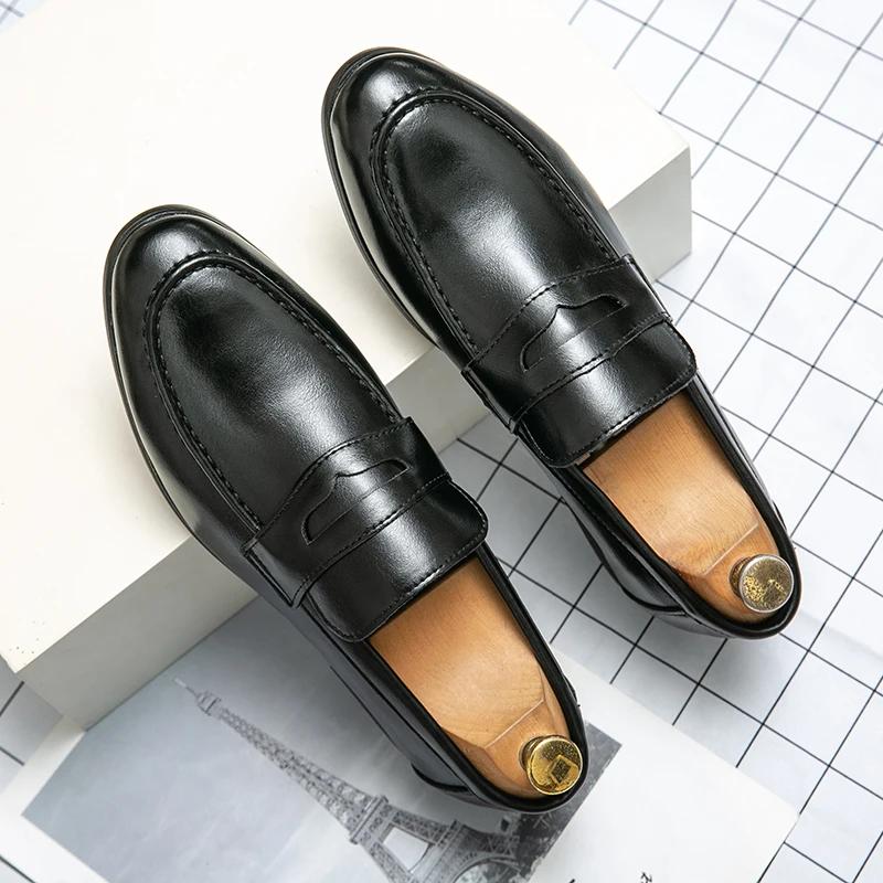 2024 Spring and Autumn Loafers Men Slip-On Business Formal Casual Shoes Brown MenShoes Leather Men Dress Shoes Large Size 38-48