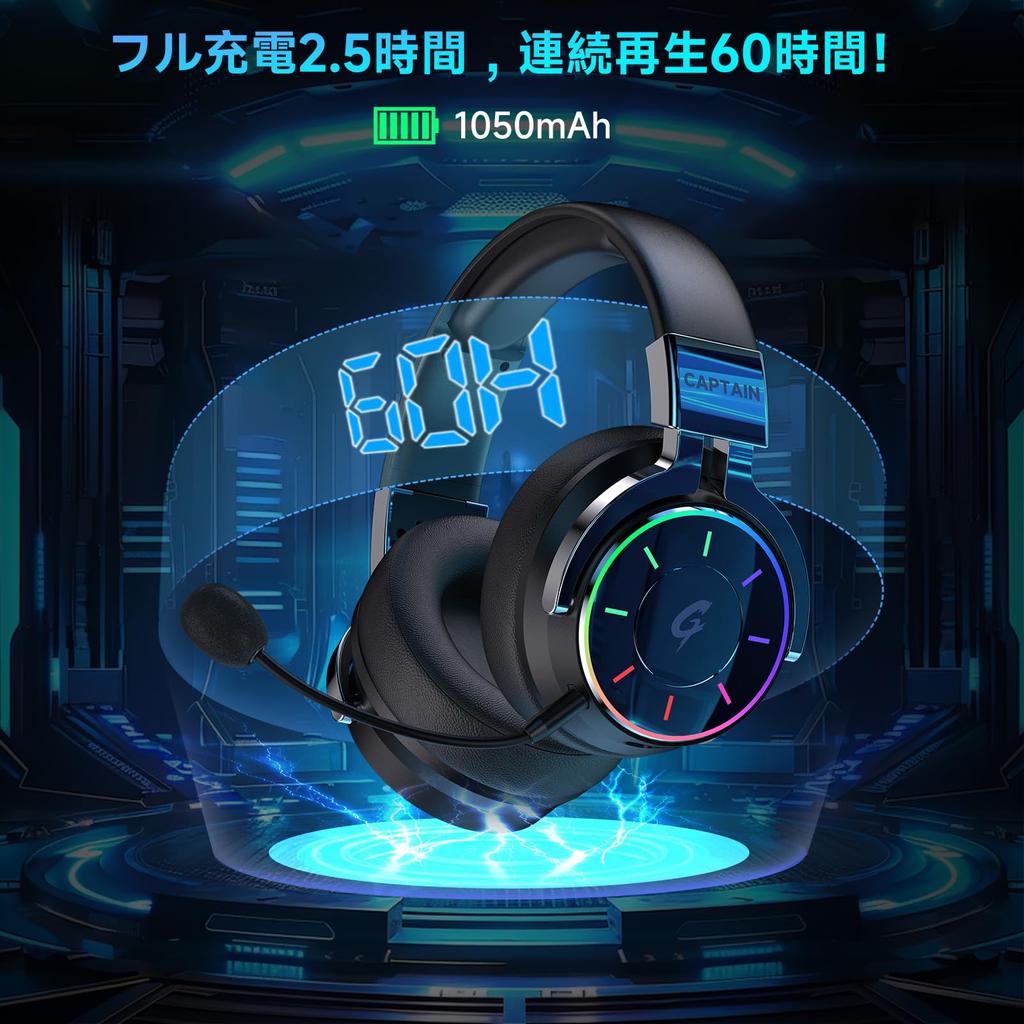 Kabelloses Gaming-Headset für Bluetooth Low Latency Surround RGB Abnehmbar 60 Stunden Kontinuierlich Leichtgewicht Kompatibel mit und PC PS5,