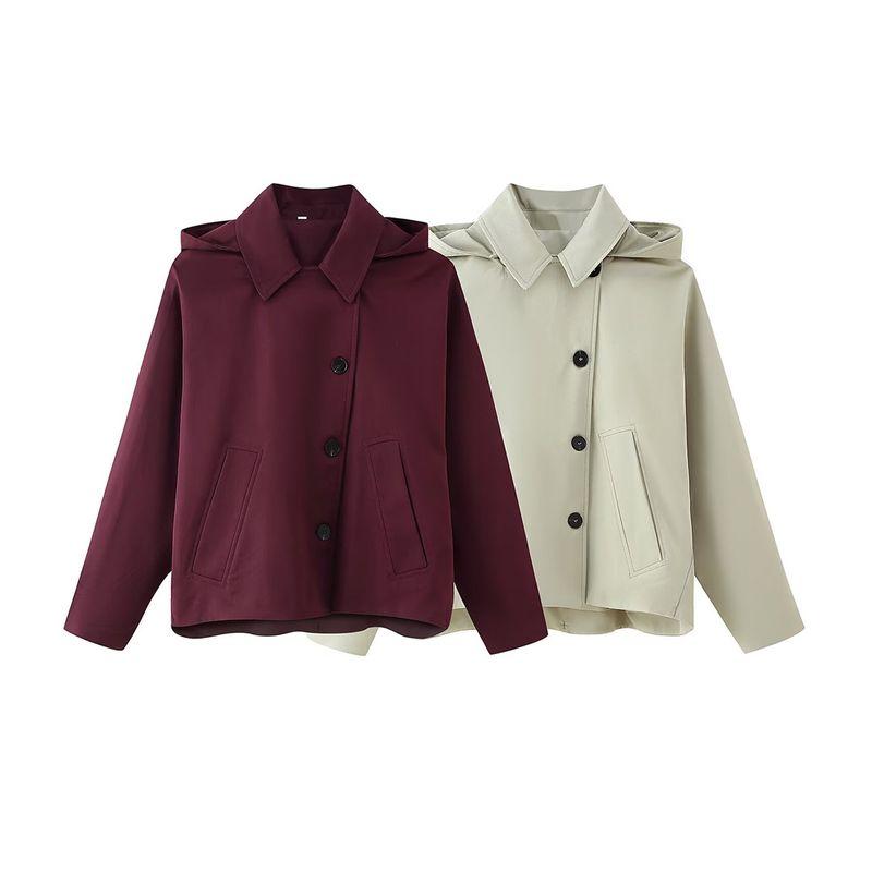 Kaslead New Women clothes Western Style Fashion Two Colors Lapel Batwing Long sleeve Wind-Breaker 0518060