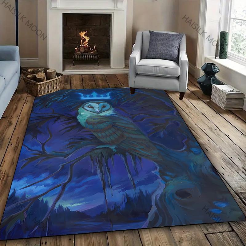 1PC Dark Style Owl Printed Carpet New Release! Rug for Living Rooms Bedrooms, Office Areas, Durable Machines Washable Mat Gifts