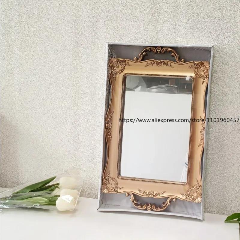 Französisches Retro Weiß Geprägtes Spiegel Tablett Wohnzimmer Tisch Tee Tablett Minimalistisches Kosmetik Schmuck Aufbewahrungstablett Hochzeitsdekoration