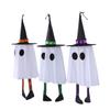 3 Pcs Light Up Ghosts Decor with Witch Hat Spooky Hanging Lighted Glowing Ghosts for Yard Garden Tree Porch