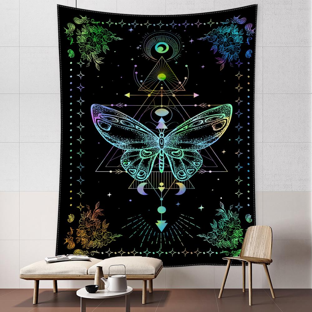 

Цветной геометрический гобелен с бабочками, настенный гобелен в стиле бохо, хиппи, тапиц, гостиная, спальня, домашний декор 320x182CM