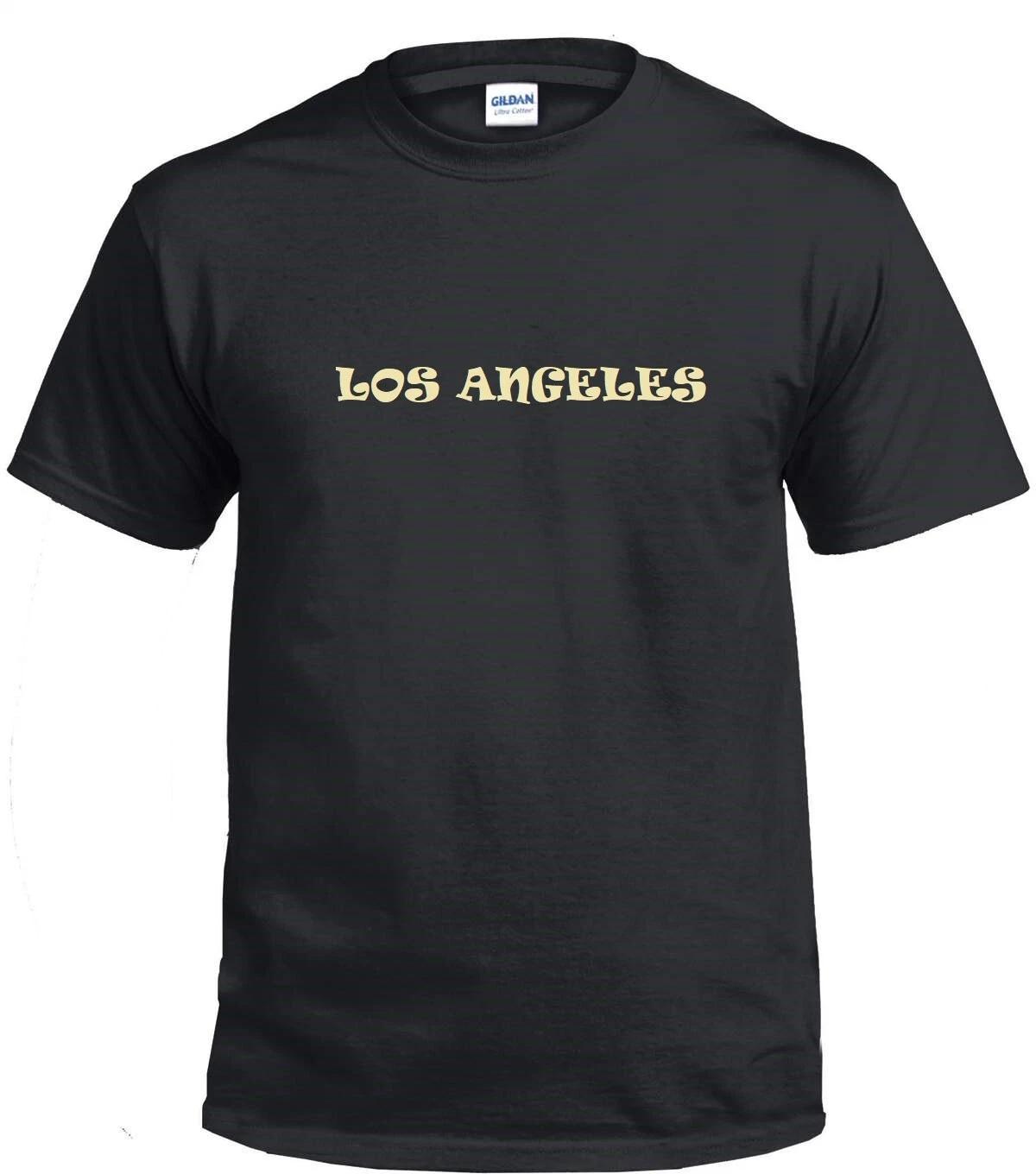 Los Angeles Gold Urban Cartoon Logo Tagging Street Art Style Black Tee Shirt 2XL