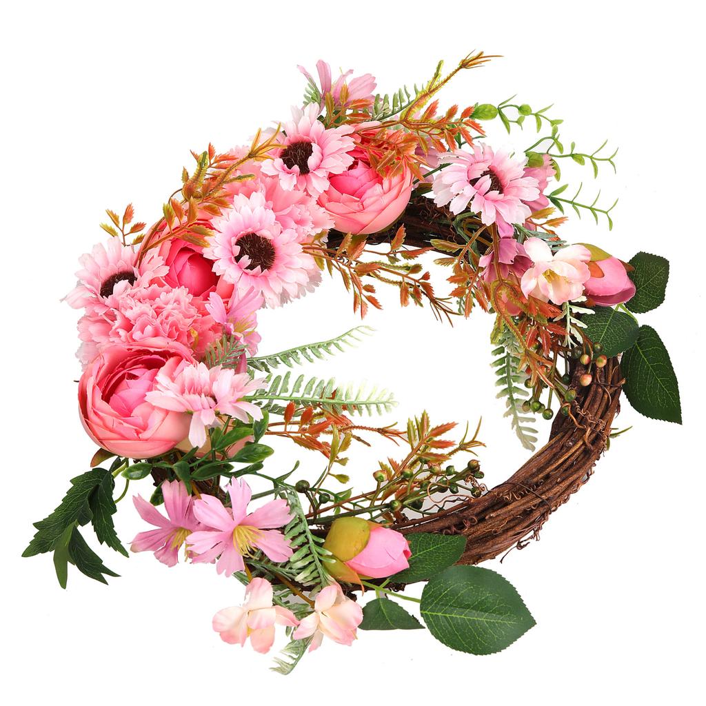 Artificial Flower Wreath Simulation Peony Door Hanging Garland Festivals Party DecorationPink