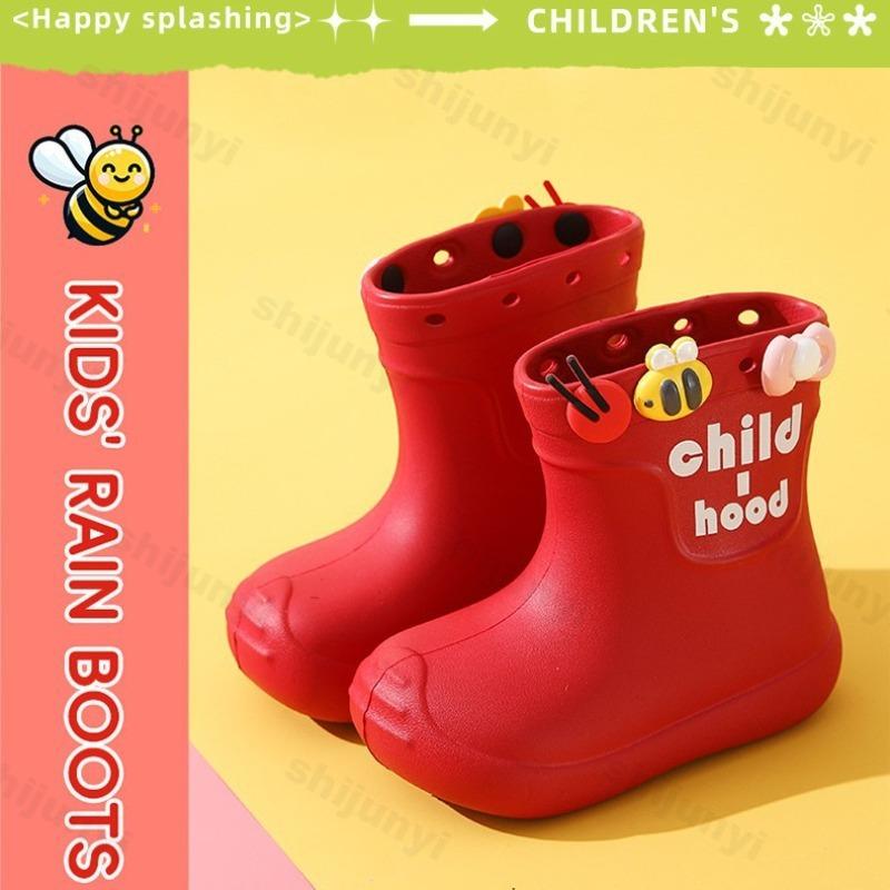 Children's Rain Boots Cute Cartoon Decoration Boys Girls Rain Boots EVA Kids Water Shoes DIY Waterproof Shoes