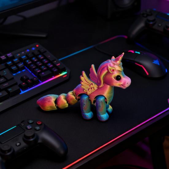 Ruchome stawy Figurka latającego konia Drukowana 3D Statuetka latającego kucyka Redukcja stresu Zabawka Fidget Edukacyjny Model zwierzęcia Ozdoba dekoracyjna na biurko