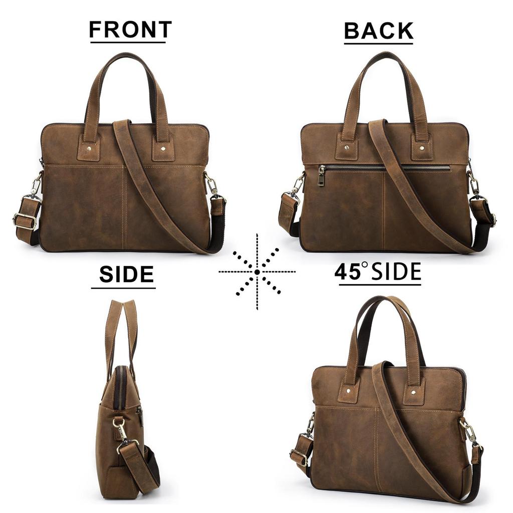CONTACT'S Genuine Leather Laptop Bags for Men Business Messenger Shoulder Bags for 13.3/15.4/16 Inch Laptop Male Computer Tote Bags
