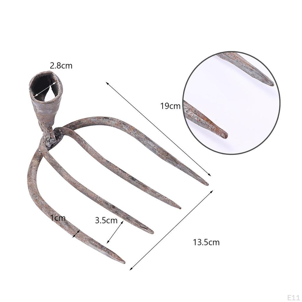 Garden Rake Head Four Tooth High Carbon Steel Replacement Hoe Harrow for ing Lawns Agricultural