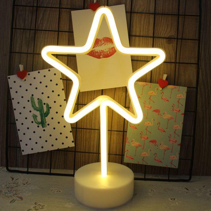 Shaped Led Cactus Neon Signs Light Holder Base Table Decoration Night Lamps