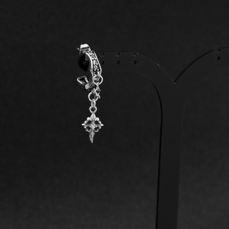 

Ретро серьги, индивидуальные панк-стрит, кисточка, цепочка, крест, серьги-гвоздики, женские, мужские, нержавеющая сталь, корейские трендовые украшения для ушей