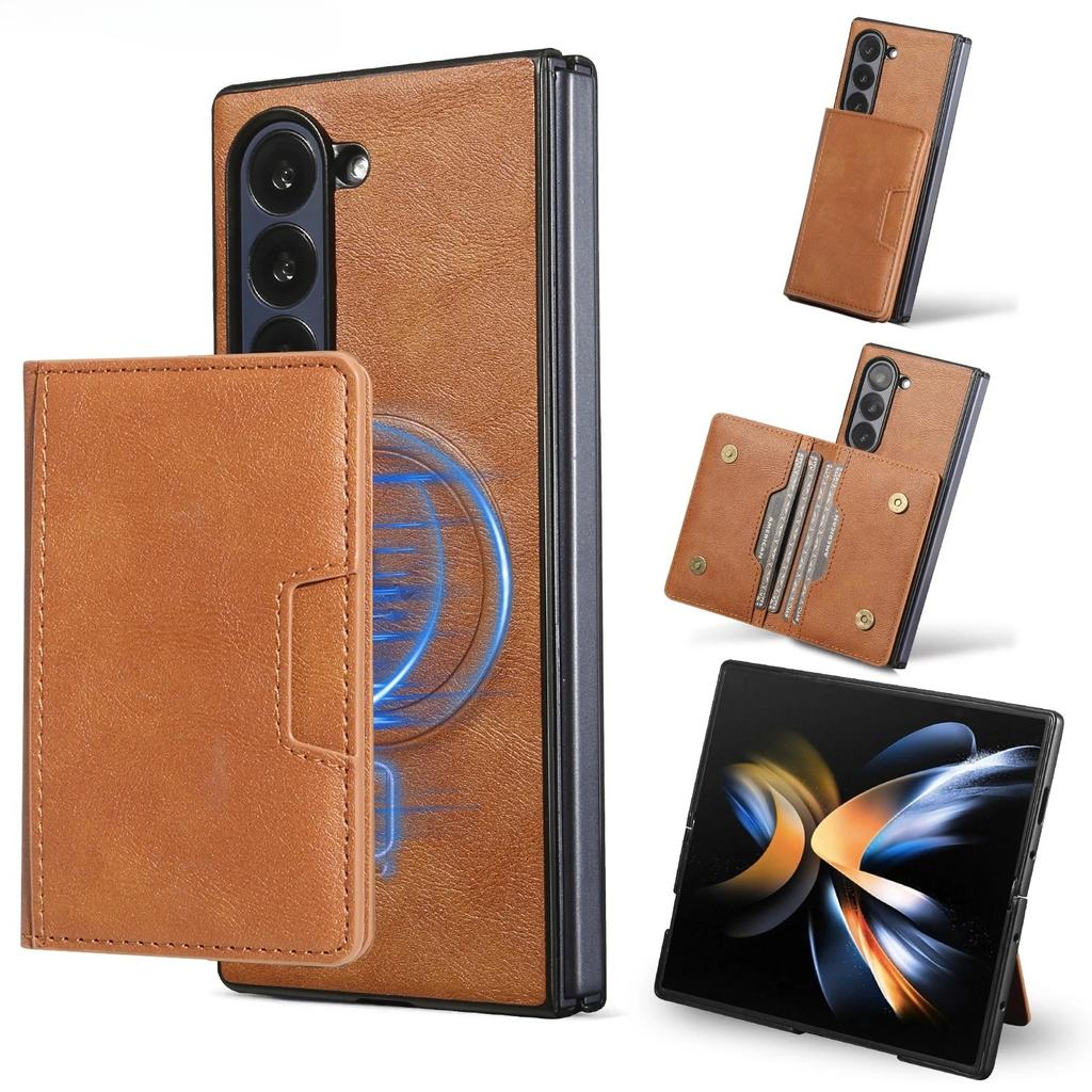 Business Style Leather Case For Samsung Galaxy Z Fold 7 6 5 4 3 2IN1 Magnetic Card Wallet Wireless Charge Anti-Drop Cover
