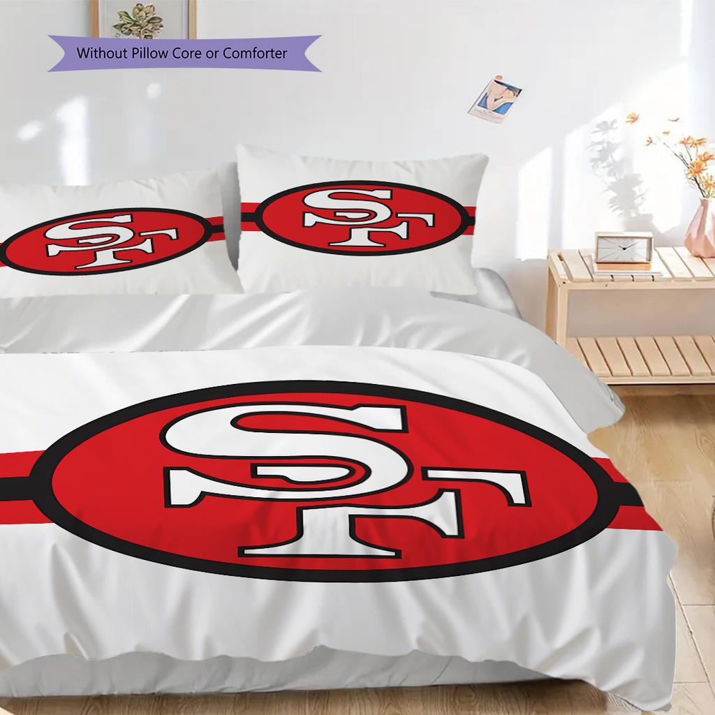 San Francisco 49ers Pattern Bedding Quilt Set Quilt Cover Pillowcase Home Decoration Birthday Gift (1 * duvet cover + 2 * pillowcase, without core)