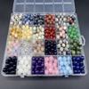 1200 Pieces 8mm Natural Stone Beaded Handmade DIY Jewelry Making Kit - Women's Family Jewelry Production Accessories for Necklac