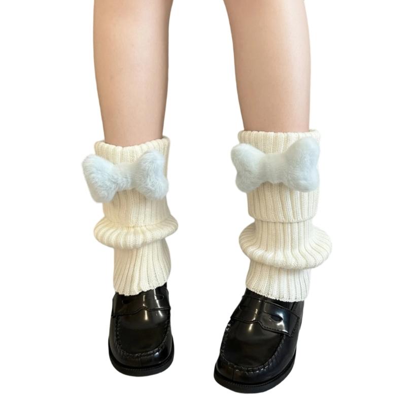 Stacked Crew Socks Japanese Lovely Design Nonslip Ribbed Leg Warmers For School Uniforms And Fashion