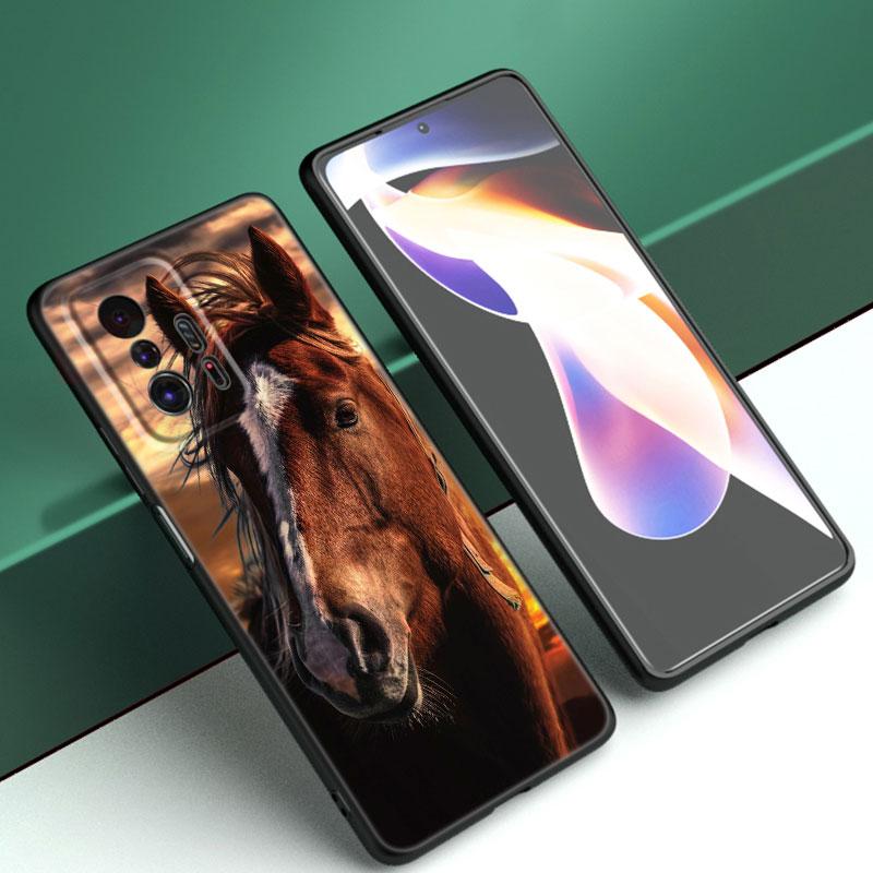 Pouzdro na telefon s běžícím koněm pro Xiaomi Mi A2 8 9 SE Note 10 10T 11 12 Lite 9T 11T 12S 12T Pro A3 6X 12X Měkký TPU Černý kryt