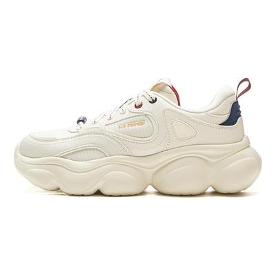 Li Ning Cloud Cushioning Slip Resistant Abrasion Resistant Lightweight Low Top Casual Shoes Women's Ecru AGCV324-3