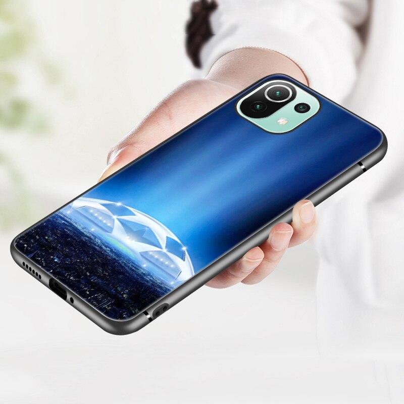 Fire Football Soccer Ball Case For Xiaomi Mi 11 Lite NE 11i 10T 11T Pro A2 A3 Lite POCO F3 M3 M4 C31 X3 Pro NFC GT Black Cover