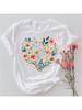 Floral Heart Wounisex's T-Shirt Cute Flowers Short Sleeved Top Casual Tee Fashionable Clothing Summer T-Shirt Lady Tee