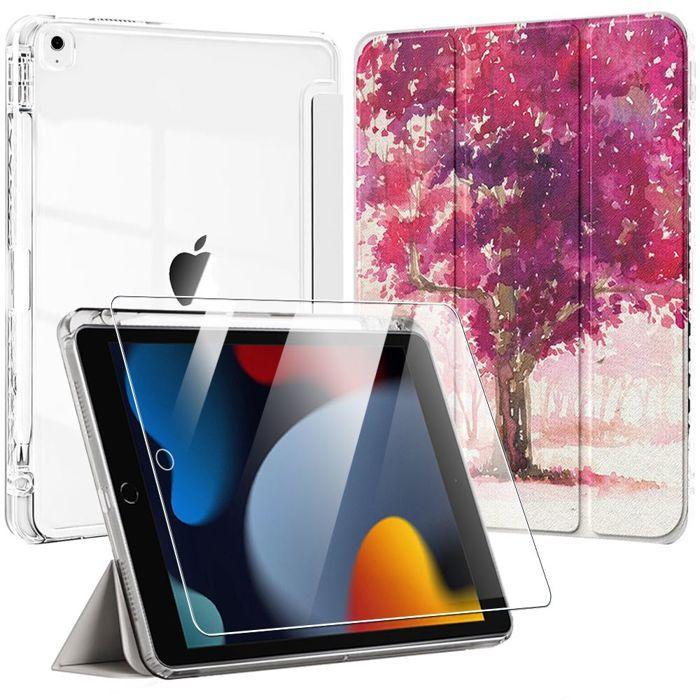Coque + Verre Trempé - E.F.Connection - pour iPad 10,2" - Slim Antichoc - Motif Arbre - Violet