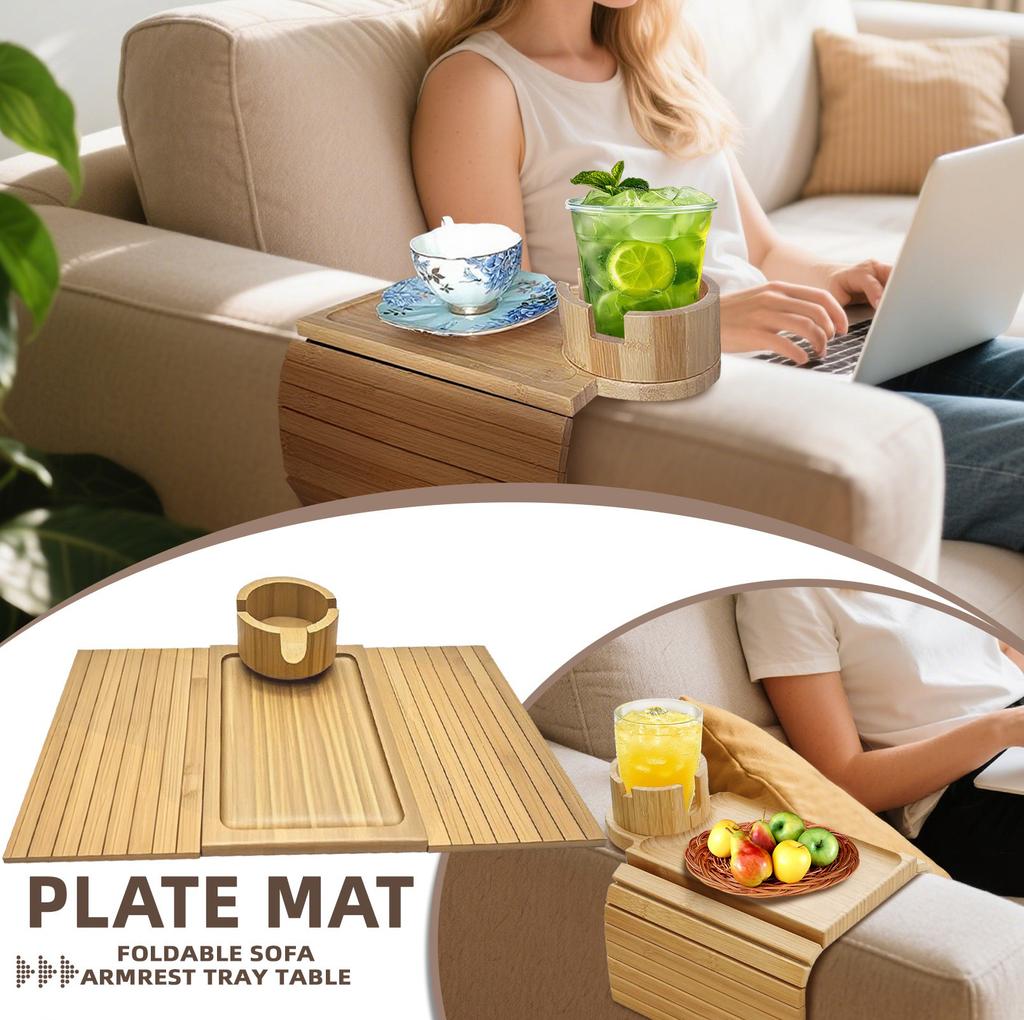 Couch Arm Tray Table, Foldable Sofa Armrest Tray Table For Couch, Flexible And Anti-Slip Couch Arm Cup Holder Tray, Portable Sofa Arm Table Tray F