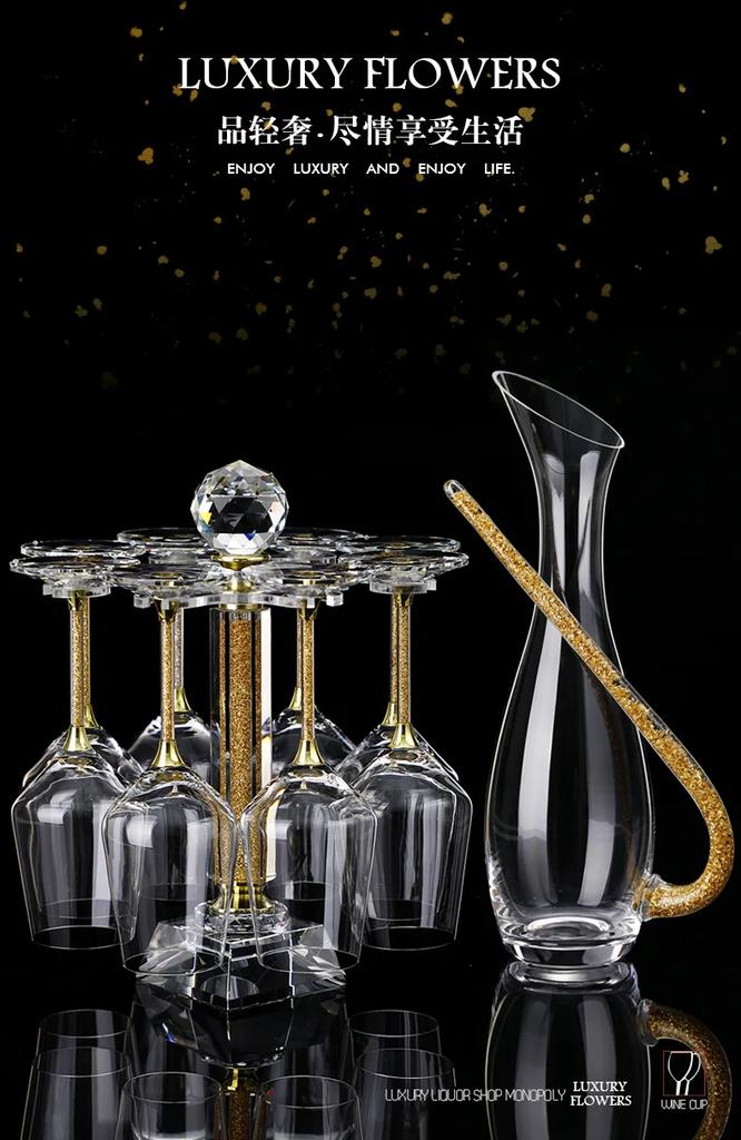 Gold crystal glass red wine glass set of sober wine glass highball wine glass personalized creative household luxury high-end