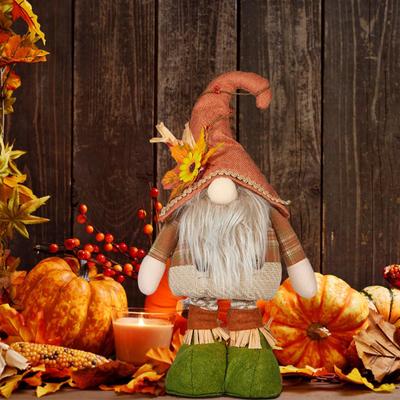Fall Gnome Decorations Knit Doll Sunflower Gnome Expandable Figurine Window Scene Arrangement Thanksgiving Day Party Ornament
