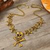 Fantasy Skull Dark Cross Necklace Metal Pendant For Celebrations Festival