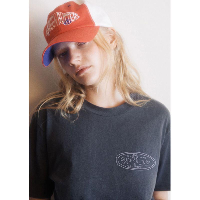 Surf Culture American Vintage Sports Wind Surfing Vacation Front and Rear Print Cotton Short Sleeve T-shirt Women's Top