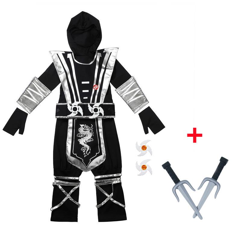 Children's Silver Dragon Costume Cartoon Masked Warrior Performance Outfit Halloween Anime Roleplay Holiday Party Costume