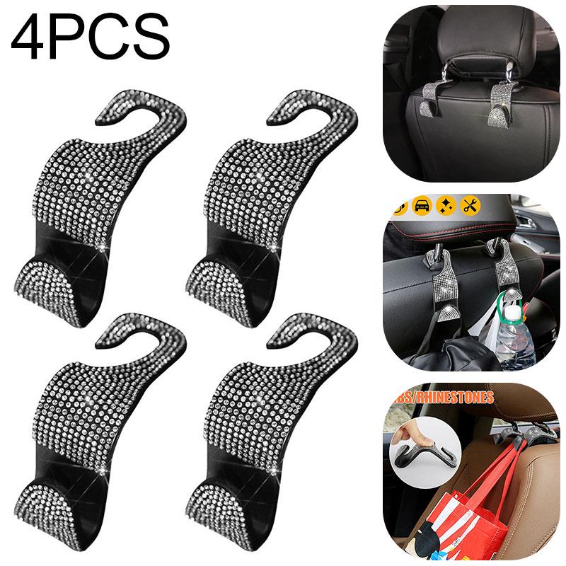 

4 шт./компл. крючок для подголовника заднего сиденья автомобиля со стразами, вешалка для заднего сиденья, тканевый держатель для сумки