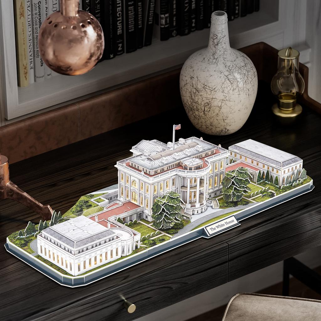Cubic Fan 3D Puzzle Craft Kit, White House (with LED), L529h, No Glue or Tools Required