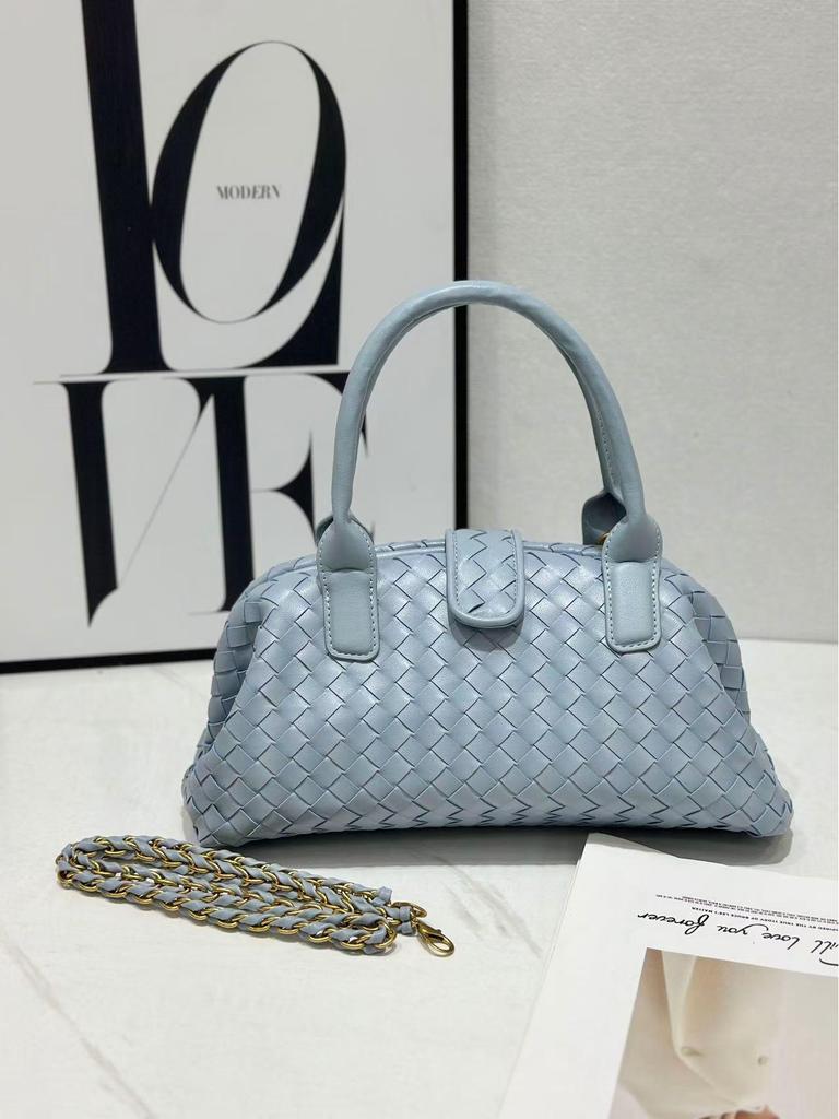 Genuine Leather Women's Crossbody Handwoven Boston Bag