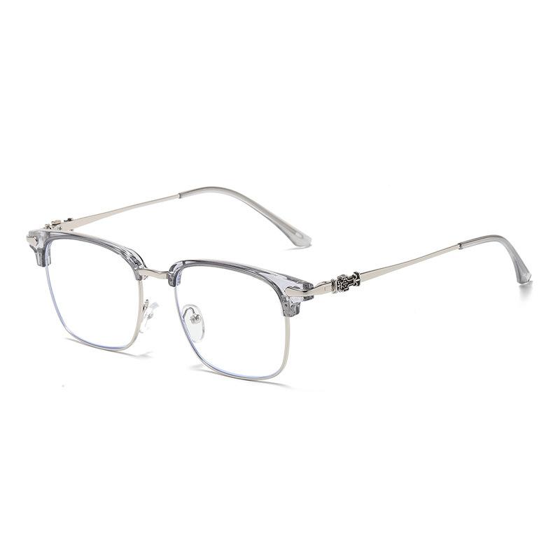 

Stylish Half Frame Anti-blue Light Men Glasses Classic Big Square Browline Daily Use Glasses Computer Phone Eyeglasses