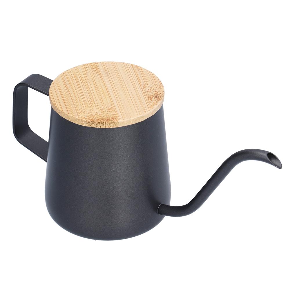 350ml Stainless Steel Coffee Pot Long Narrow Spout Manual Coffee Making Kettle with Bamboo Lid