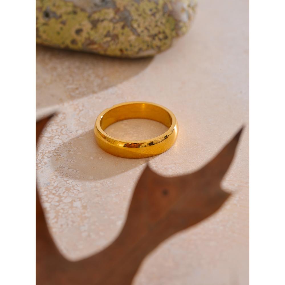 Eetit High Quality Polished Metal Cubic Zircon Golden PVD Ring Charm PVD Plated Stainless Steel Fashion Trend Jewelry