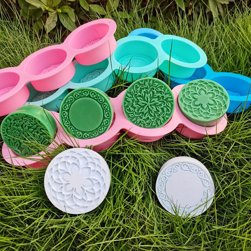 Flower Pattern Silicone Candle Molds for Epoxy Resin Home Decoration 4 Cavities Fondant Silicone Mold for Cake Baking