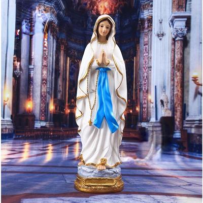 1PC Nossa Senhora de Lourdes Estátua Ícone Família Católica Santa Oração Ornamentos Decoração para Casa Resina Artesanato Presentes